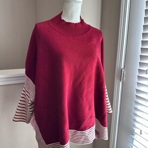 Pink Lily Burgundy and White Striped Sweater